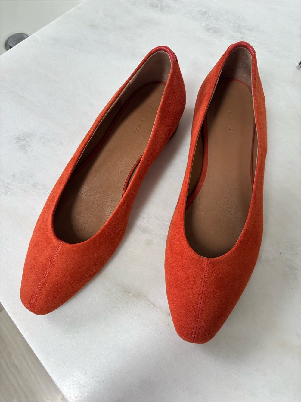 Jigsaw Orange Suede Flats